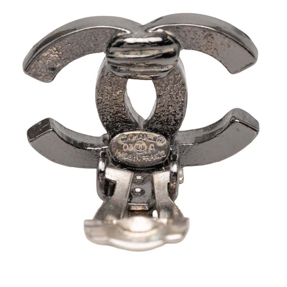 CHANEL Authentic Silver Logo Earrings - Picture 3 of 3